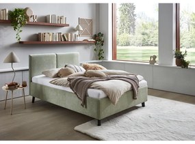 Letto matrimoniale imbottito verde chiaro con rete inclusa 140x200 cm Piano – Meise Möbel