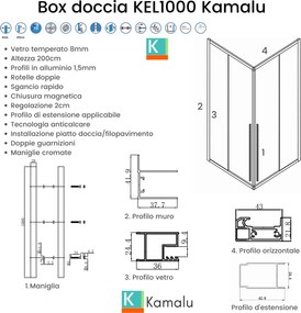 Box doccia 90x140 angolare doppio scorrevole vetro 8mm altezza 200h | KEL1000 - KAMALU
