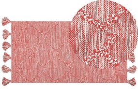 Tappeto cotone rosso e bianco 80 x 150 cm NIGDE Beliani