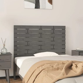 Testiera Da Parete Grigia 81x3x63 Cm İn Legno Massello Di Pino /
