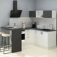 Cucina angolare 180x160 con penisola reversibile colore bianca e nera Matera