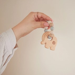 Bieco - Massaggiagengive in silicone con elefante in legno