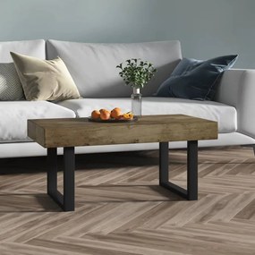 Tavolino Salotto Marrone Scuro E Nero 90x45x40cm İn Mdf E Ferro /