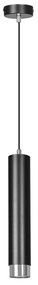 Sospensione 1 Luce Brunilde In Acciaio Nero Con Tubolare In Nero E Cromo