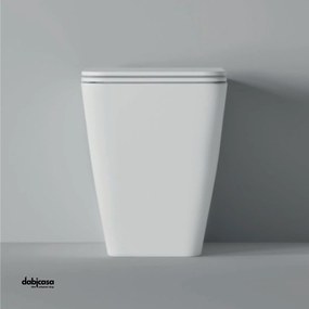 Alice Ceramica "Hide Square" Wc a Terra FiloParete Bianco Lucido S/Brida