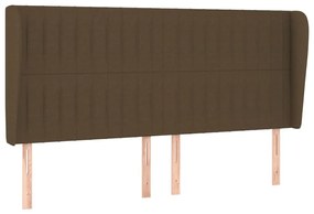 Testiera ad orecchio marrone scuro 203x23x118/128 cm in tessuto