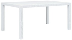 Tavolo da giardino bianco 150x90x72 cm in plastica stile rattan