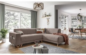 Divano angolare marrone allungabile e con contenitore (penisola a destra/a L) Classy Sophie – Miuform