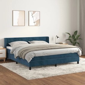 Giroletto A Molle Con Materasso Blu Scuro 160x200 Cm İn Velluto /