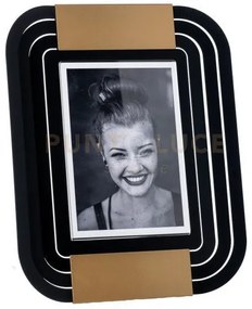 Portafoto di design tudor grande nero,oro laccato