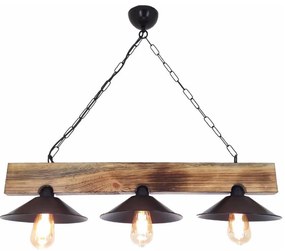 Lampada a sospensione HEPSI con cavo 3xE27/40W/230V, abete rosso/noce