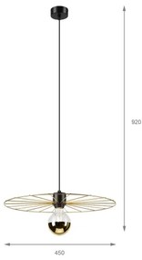 Lampadario a sospensione con filo MONTANA 1xE27/15W/230V diametro 45 cm oro/nero
