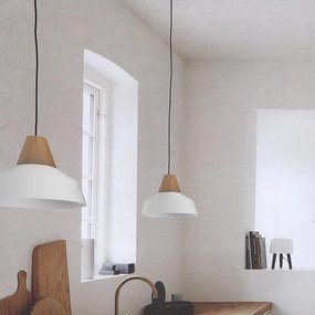 Lampadario Natura Kon bianco paralume bianco E27 Ø35cm LUMICOM
