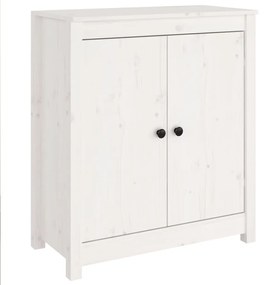 Credenza bianca 70x35x80 cm in legno massello di pino