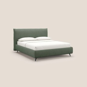 EROS letto imbottito in piuma con vano contenitore in pregiato e fresco bouclet smacchiabile T16 verde