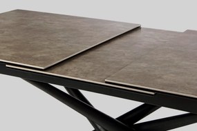 Tavolo SEYFERT in ceramica marrone e gambe in acciaio nero, allungabile 160 x 90 cm &#8211; 220 x 90 cm