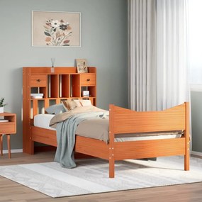 Letto Senza Materasso Marrone Cera 75x190 Cm İn Legno Di Pino /