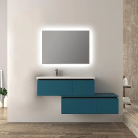 Mobile bagno blu petrolio 140 cm sospeso Slide