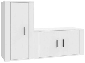 Set di mobili porta tv 2 pz bianco in legno multistrato