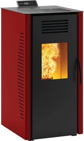 Stufa a pellet ventilata INVICTA Burano 8 WIFI plus 8 KW rossa
