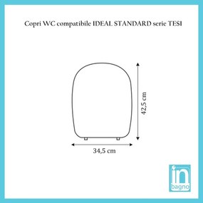 Sedile WC compatibile serie Tesi Classic ideal standard in Termoindurente Bianco