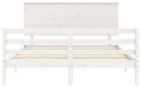 Giroletto con Testiera Bianco 160x200 cm Legno Massello