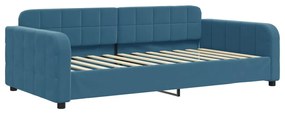 Divano letto estraibile con cassetti blu 100x200 cm in velluto