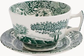 Set di 4 tazzine e piattini in gres Heritage Green Italian