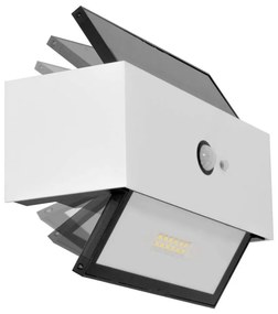 Applique LED Solare Bianca Rettangolare con Sensore di Movimento Colore Bianco Naturale 4.000K