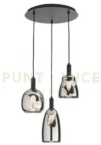 Lampadario a sospensione weizen vetro cromo struttura nera 3 luci a...