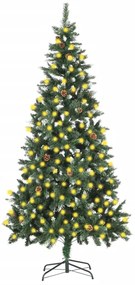 Albero di Natale Artificiale Preilluminato con Pigne, 210 cm / Artificiale