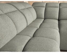 Divano angolare verde polveroso allungabile/con contenitore (con penisola a sinistra/a L) e rivestimento in bouclé Falconn – ELTAP