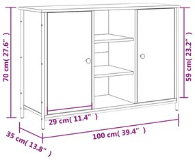 Credenza Rovere Fumo 100x35x70 cm in Legno Multistrato