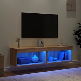 Mobili tv con luci led 2pz rovere sonoma 60x30x30 cm