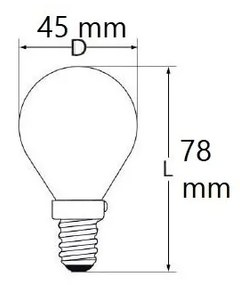 Lampada LED E14 6W, G45, 105lm/W Colore  Bianco Caldo 2.700K