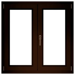Finestra in PVC noce L 120 x H 120 cm, 2 ante apertura a destra