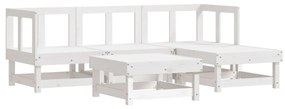 Set divani da giardino 5pz con cuscini in legno massello bianco