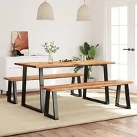 Set da Pranzo 3 pz con Bordi Vivi in Legno Massello di Acacia 3157526