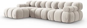 Divano angolare componibile beige (con penisola a sinistra) con rivestimento in velluto Bellis – Micadoni
