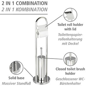 Scopino con porta carta igienica in argento Vasto - Wenko