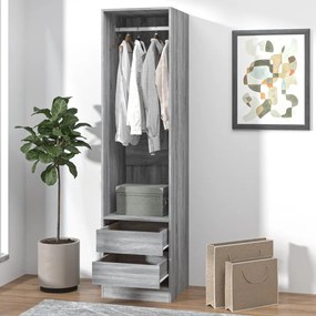 Armadio Con Cassetti Grigio Sonoma 50x50x200 Legno Multistrato /