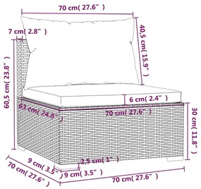 Divano a 4 Posti con Cuscini in Polyrattan Grigio