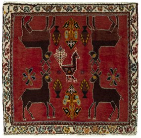 Shiraz Tappeto 60 x 60 Rosso (Iran) Annodato A Mano