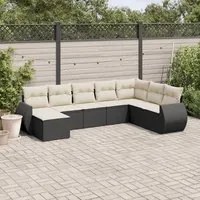 Set Divani da Giardino con Cuscini 8 pz Nero in Polyrattan 3254093