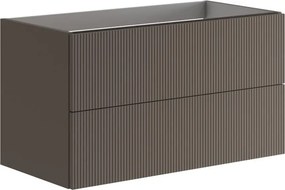 Mobile da bagno sospeso sotto lavabo Opera L 89.5 x H 50 x P 45.5 cm grigio opaco cannettato, 2 cassetti