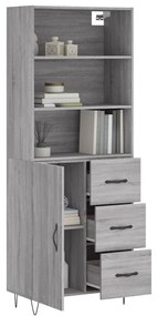 Credenza grigio sonoma 69,5x34x180 cm in legno multistrato