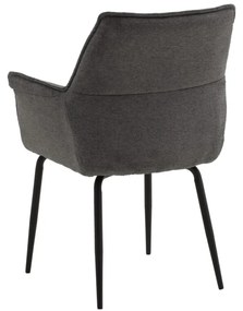 Set di sedie SHERMAN OAKS in tessuto grigio e gambe in metallo nero, con braccioli