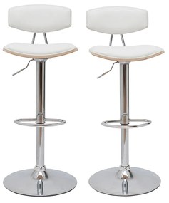 Sgabelli da bar design regolabili bianco e legno chiaro (set di 2) VASCO