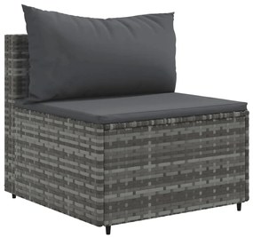 Set divani da giardino 5 pz con cuscini in polyrattan grigio