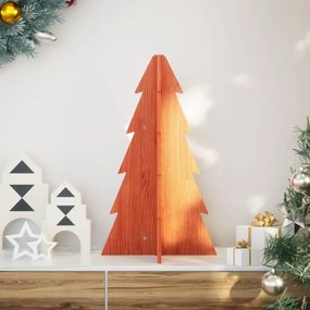 Albero Di Natale Marrone Cera 69,5 Cm İn Legno Massello Di Pino /